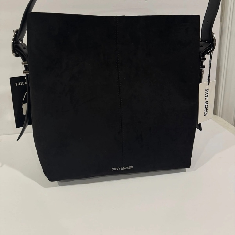 Steve Madden Black Suede Hobo Shoulder Bag
